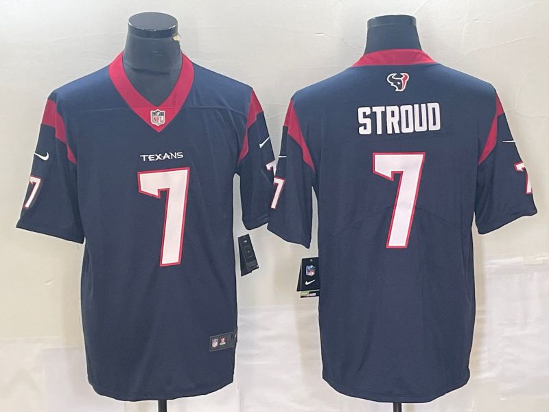 Men Houston Texans #7 Stroud Blue 2023 Nike Vapor Limited NFL Jersey style 1